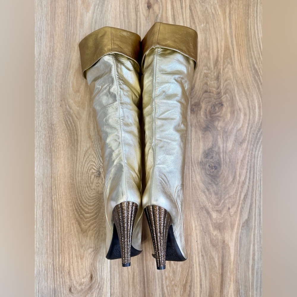 Giuseppe Zanotti Gold Metallic Over-the-Knee Boots Made in Italy - Picture 5 of 12